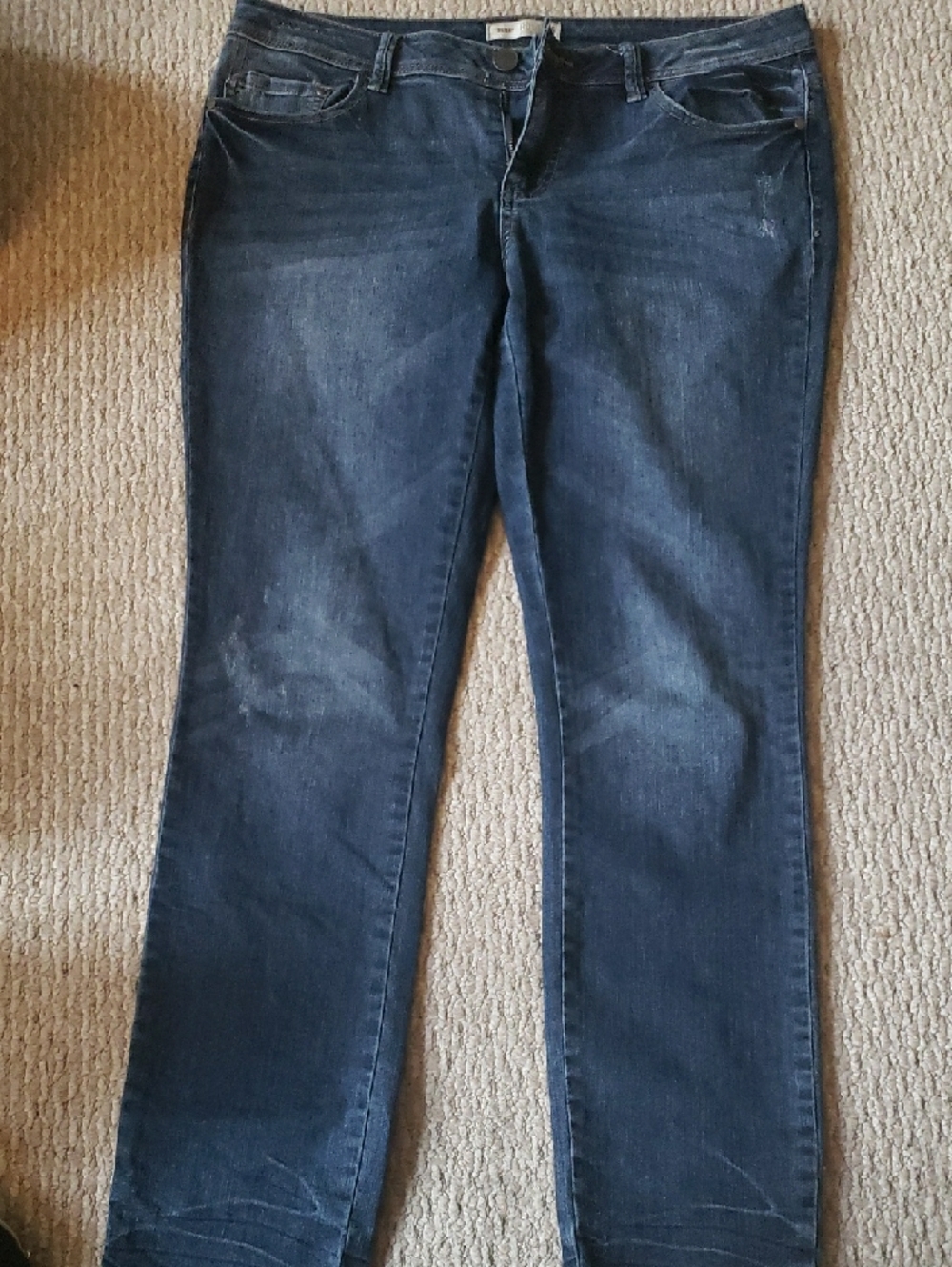 Route 66 Skinny Jeans in Blue with Tan Stitching - Picture 3 of 7